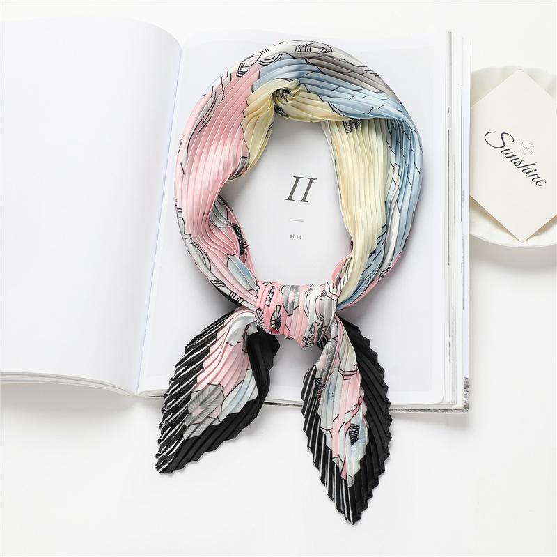 New plaid silk scarf European and American temperament scarf simulation silk spring summer decorative scarf professional silk scarf crumpled square sc