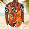 Men's Black White Zebra Stripe Banana Leaf Print Short Sleeve Shirt, Summer Tropical Hawaiian Vacation Blouse, Loose Casual Top