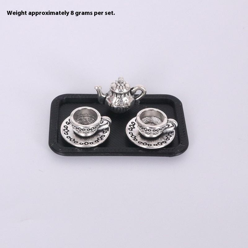 4Pcs/Set Miniature Tea Cup Model Simulation Micro Tea Pot Scene Ornaments DIY Decorative Accessories