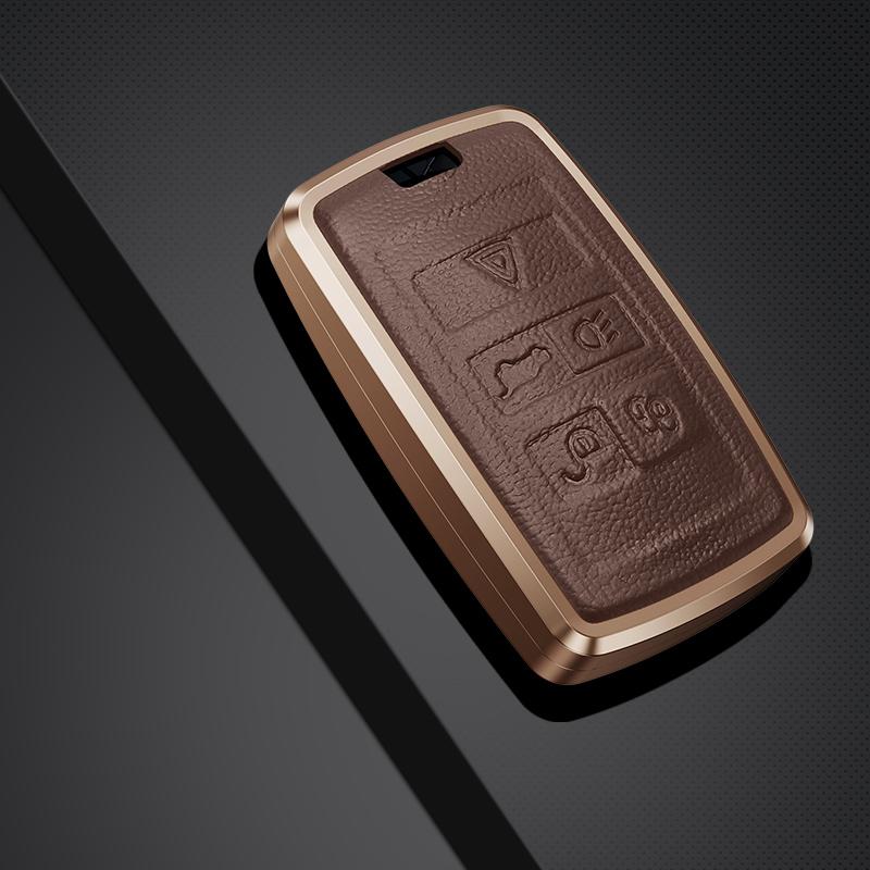 Aluminum Alloy Leather Car Key Case Cover for Land Rover Defender Discovery Sport Range Rover Sport Velar Evoque Jaguar XE XF