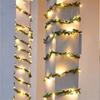 Christmas Decoration Artificial Garland LED String Lights Simulated Green Leaf Tree Vines Suitable for Holiday DIY Handmade Decoration Battery Powered