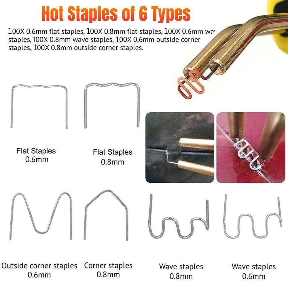 100-600Pcs Auto Plastic Repair Welding Nails Car Bumper Repair Welded Stud Precut Wave Nails Machine Welding Hot Stapler