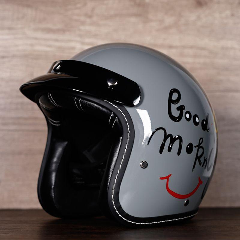 Retro Motorcycle Helmet Men's and Women's Electric Vehicle Scooter 3/4 Half Helmet