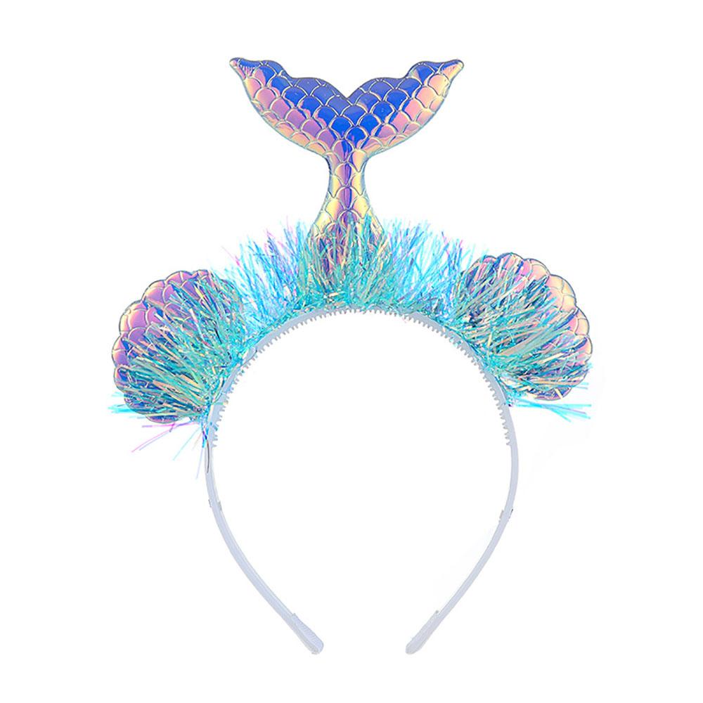 Mermaid Tail Headband With Shining Shell Tassel Fish Pattern Headdress Cloth For Kids Girls Princess Birthday Mermaid Party Decoration Supplies