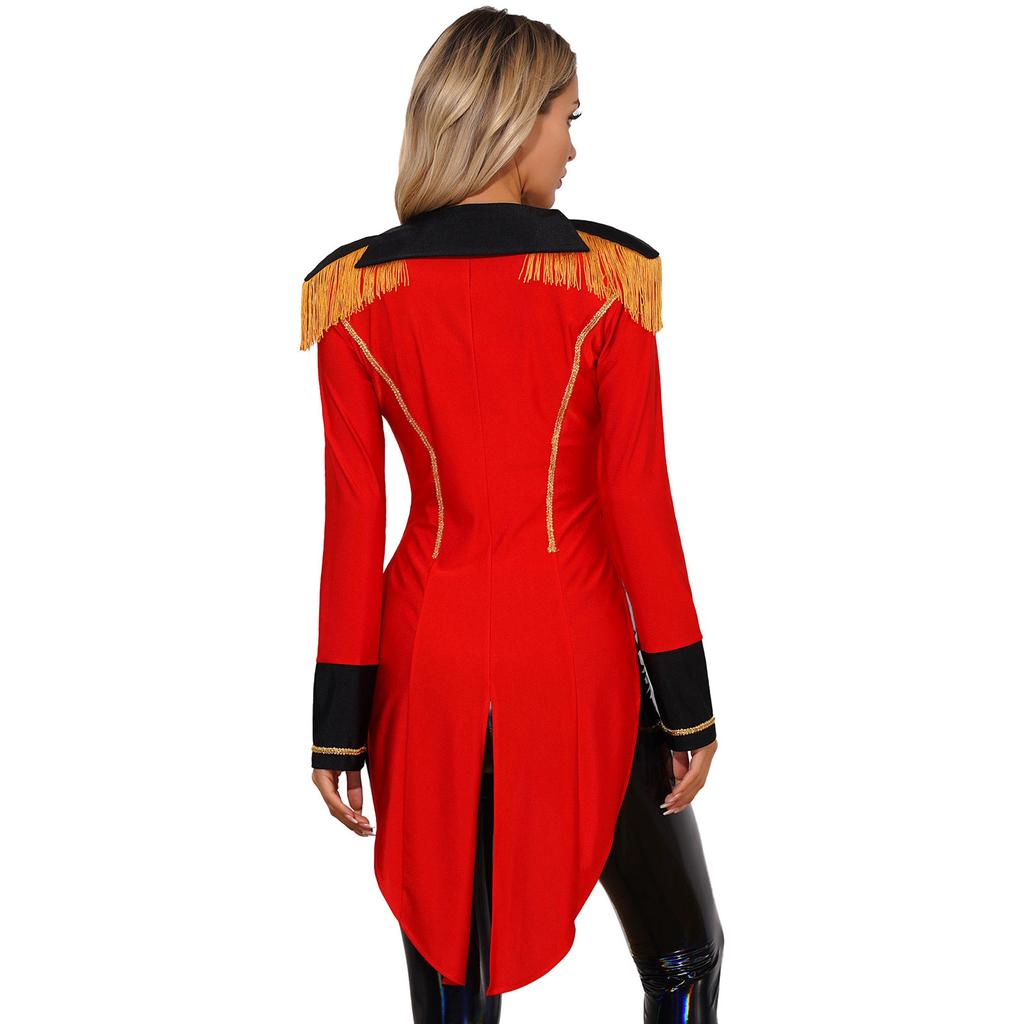Women Ring Master Tailcoat Circus Magician Jacket Tuxedo Halloween Party Costume Performance