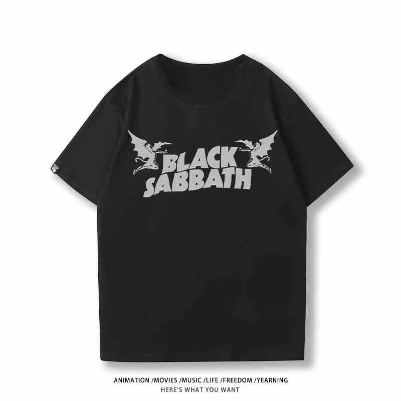 2025 Новая футболка Rock Band Black Sabbath Оверсайз Одежда Футболки с коротким рукавом Мужские и женские Уникальный хлопок