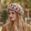 Women's Hat Clashing Wool Beret Fashion Casual Autumn and Winter Warm Thickened Checkered Hundred Painter's Hat