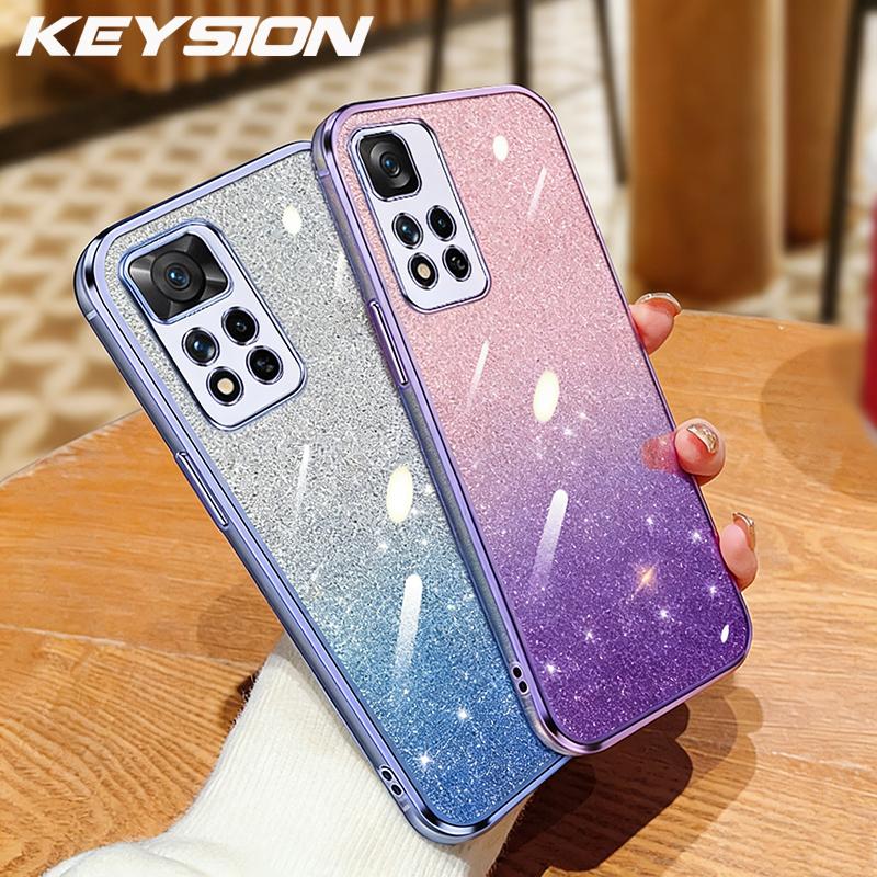 KEYSION Роскошный чехол-бампер с покрытием и блестками для Redmi Note 11 Pro 11S 5G 11 Pro+ 5G, прозрачный, из мягкого ТПУ, противоударный
