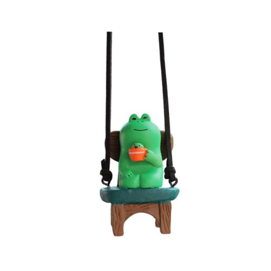 Подвесное украшение, очаровательное украшение в виде мультяшной лягушки со шнурком, легкое вешание, украшение для зеркала заднего вида, подвеска для салона автомобиля