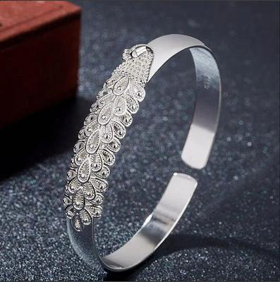 Серебряные оригинальные браслеты для женщин, роскошный дизайнерский браслет-манжета с открывающимся экраном в виде павлина, аксессуары для вечеринок и свадеб, ювелирные изделия