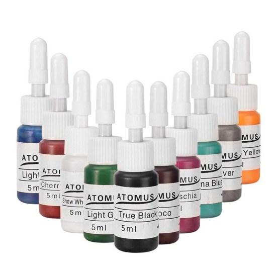 Puntos Long 10Pcs 80g Tattoo Inks Sanitary Lasting Synthetic Bottle Tattoo Ink