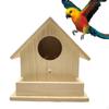 Wooden Bird House,Nest Box,Decorative Country Cabin Nesting Hanging Birdhouse with Pole for