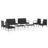 8 Piece Garden Lounge Set with Cushions Poly Rattan Black