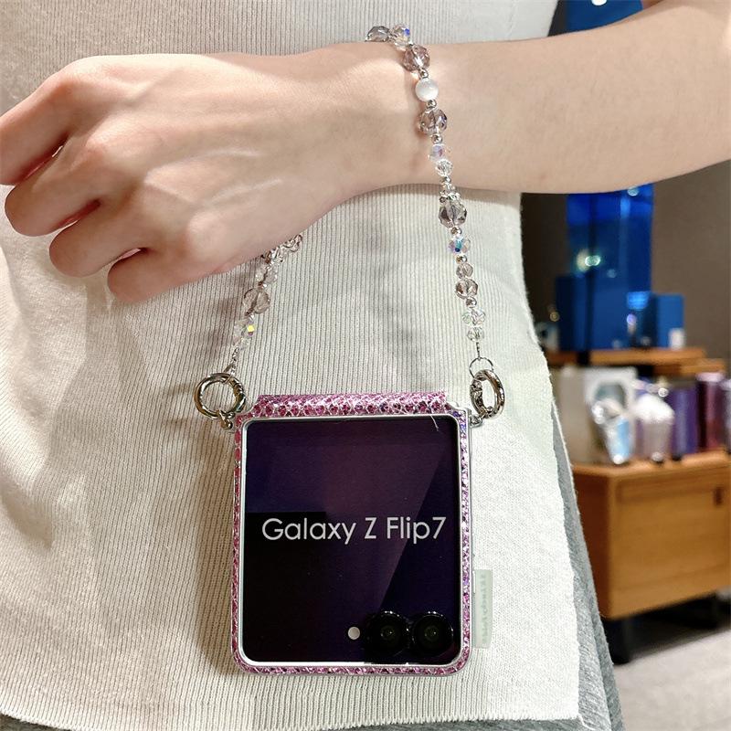 Однотонный чехол для телефона со стразами для Samsung ZFlip8/7/6/5 - Защита складного экрана