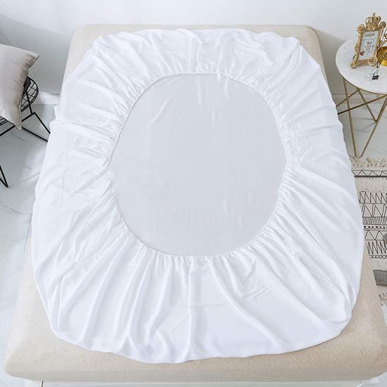 Waterproof Fitted Sheet King Mattress Protector Cover Solid Color Breathable Fabric Easy