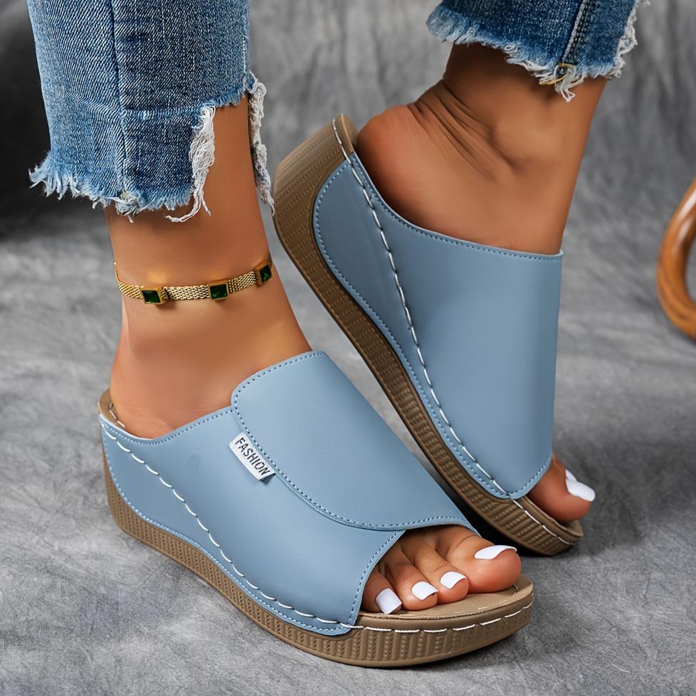 Большие повседневные тапочки на плоской подошве с толстой подошвой для женщин 2025 г. Новые однотонные простые модные тапочки с рыбьим ртом