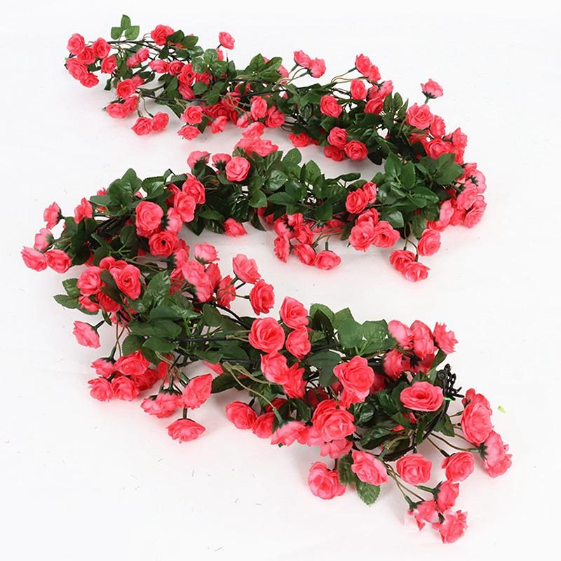 Виноградная лоза, шелковые искусственные розы, цветы для стены, рождественские искусственные растения из ротанга, гирлянда из листьев, романтическое свадебное украшение для дома