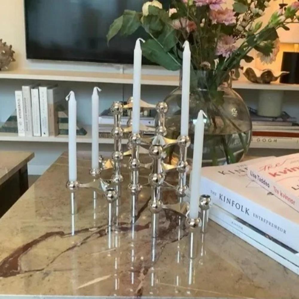 Metal Molecular Structure Candle Holder Nordic Triangle Candlestick Home Decore Candelabra  Gift