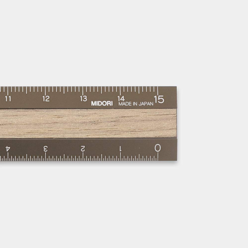 DESIGNPHIL Midori 15см Алюминиевая Деревянная Линейка Коричневая 42280006 - Прочная и Стильная