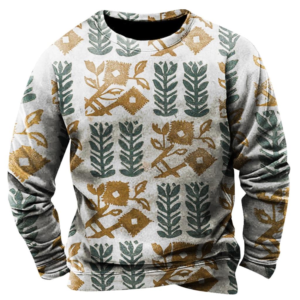 Men'S Printed Sweatshirt Outdoor Ethnic Printed Loose Long Sleeved
