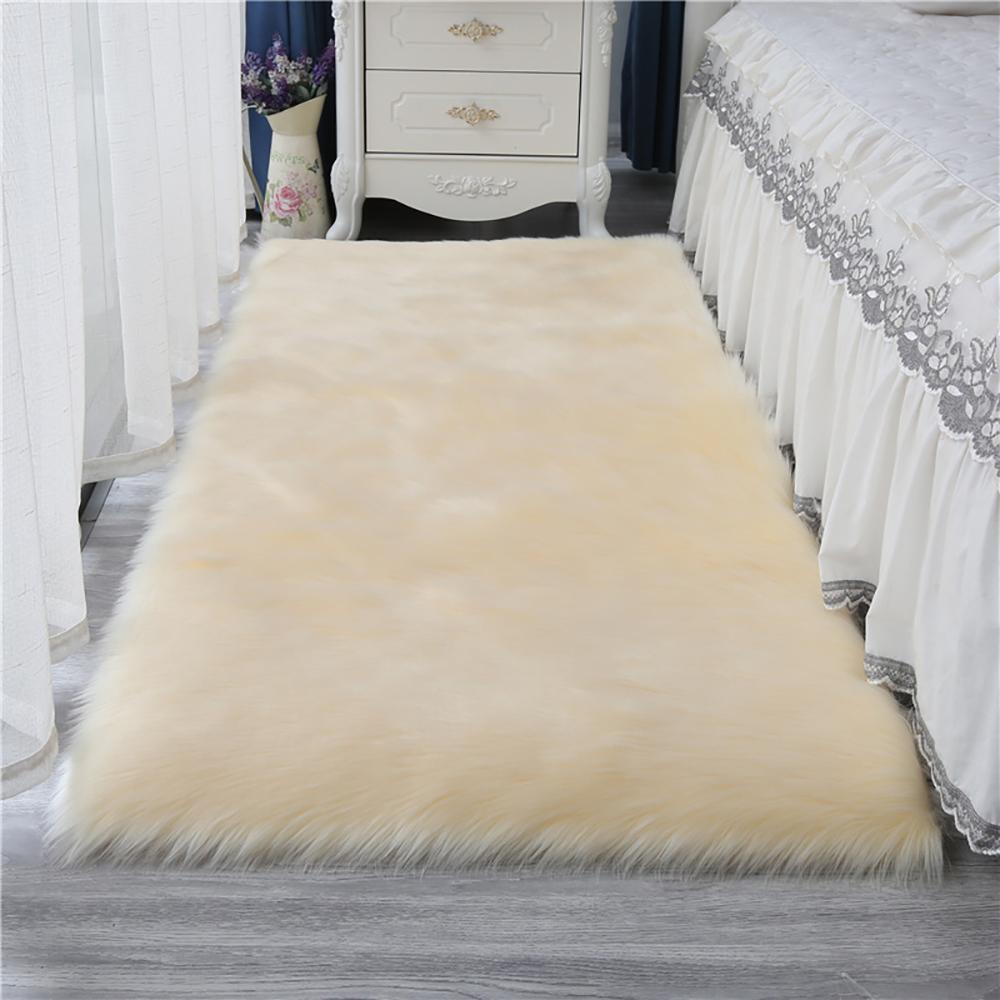 Imitation Wool Rug Artificial Sheepskin Fluffy Plush Carpet for Bedroom Soft Warm Home Decor Children Rugs Living Room Rug White
