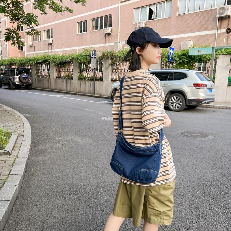 Джинсовая сумка Женская сумка через плечо Большая вместительная сумка