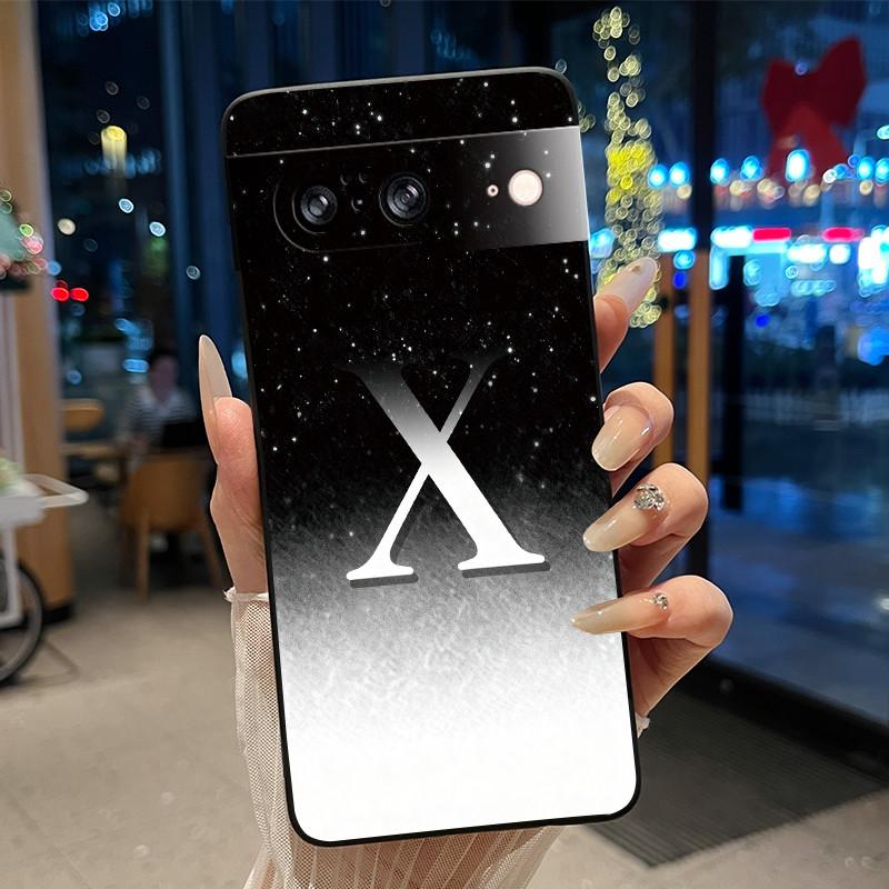 Letter Shiny Starry Sky Pattern Phone Case For Google Pixel 8 Soft Silicone Black Case For Google Pixel 8a Anti-scratch Casing