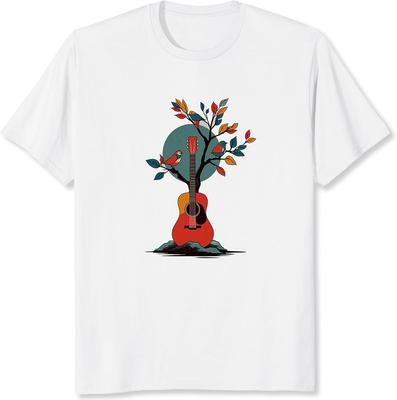 Acoustic Guitar Tree Birds Music T-Shirt