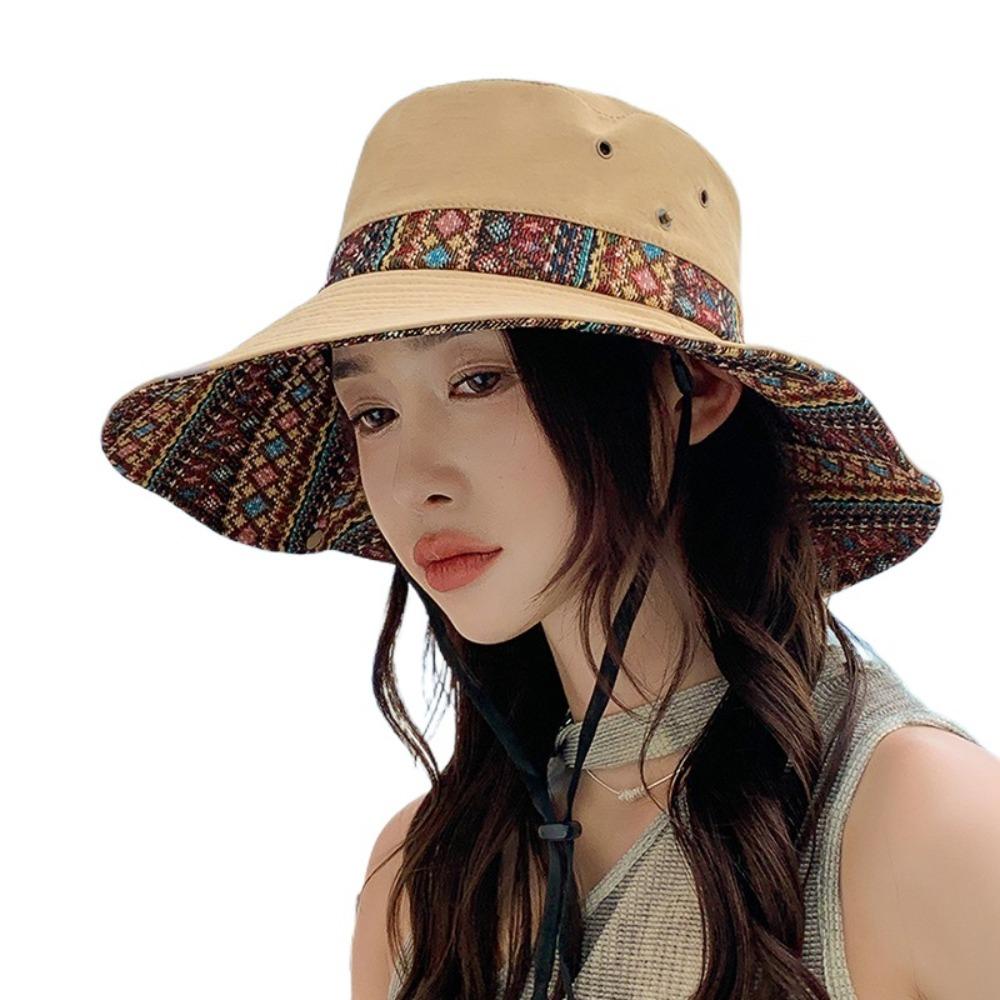 Женская шляпа от солнца с цветочным принтом, широкополая шляпа для альпинизма, ретро-шляпа-ведро с широкими полями, пляжная шляпа