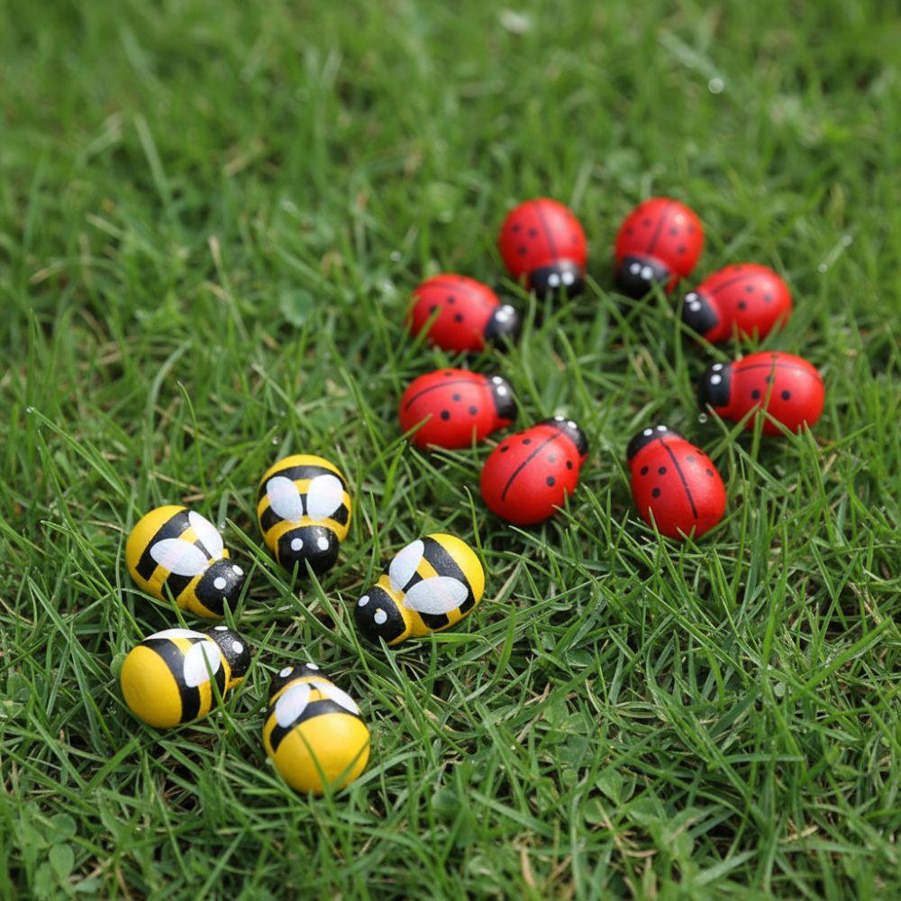 35/100pcs Tiny Size Flatback Wood Bumble Bee Insect Self-Adhesive Embellishments  Party Home Decor