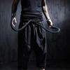 Mens Gothic Punk Hip Hop Joggers Black Harem Pants Nightclub Stage Baggy Trousers with Rope Belt Men Street Wear Cropped Pants