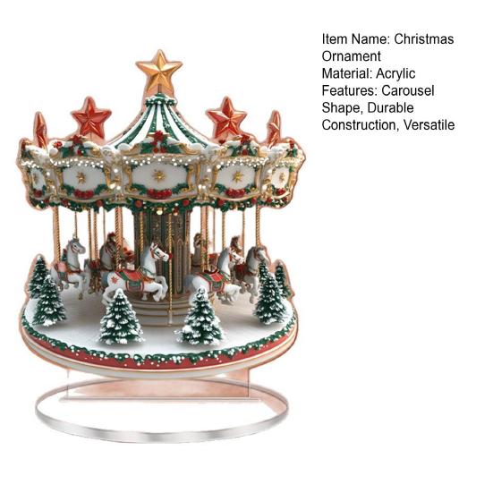 Christmas Ornament Waterproof Acrylic 2D Flat Carousel Xmas Themed Ornament Large Size Table Home Decoration
