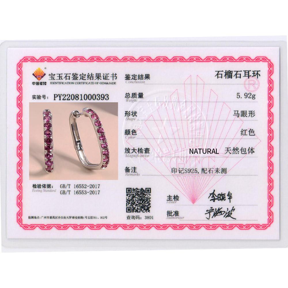 Новинка 2023 года, серьги с застежкой U-образного дизайна, модные серьги с родолитом и гранатом, женские изысканные ювелирные изделия, серебро 925 пробы