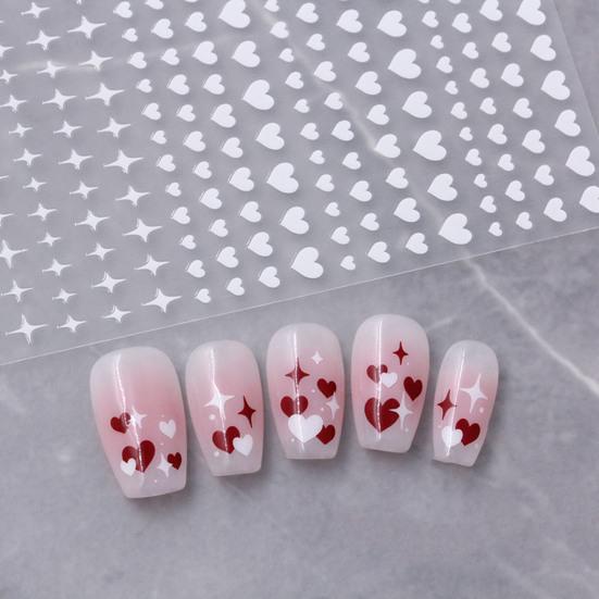 3D Colorful Holographic Out Nail Heart Shape Hollow Art Stickers Women Long-lasting Gel Polish Decals