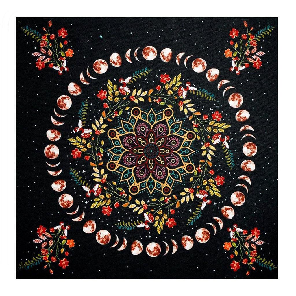 COZENTA Tarot Tarot Flower Mat, Tapestry, Cloth, Large, Thick, 60x60cm, Mandala, Moon,