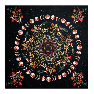 COZENTA Таро Таро Цветочный Мат, Гобелен, Ткань, Большой, Толстый, 60x60см, Мандала, Луна,