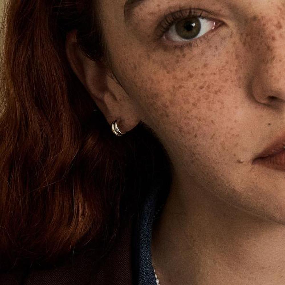 [Ost] Half Color Double Ring Earrings Ote122911Nwy