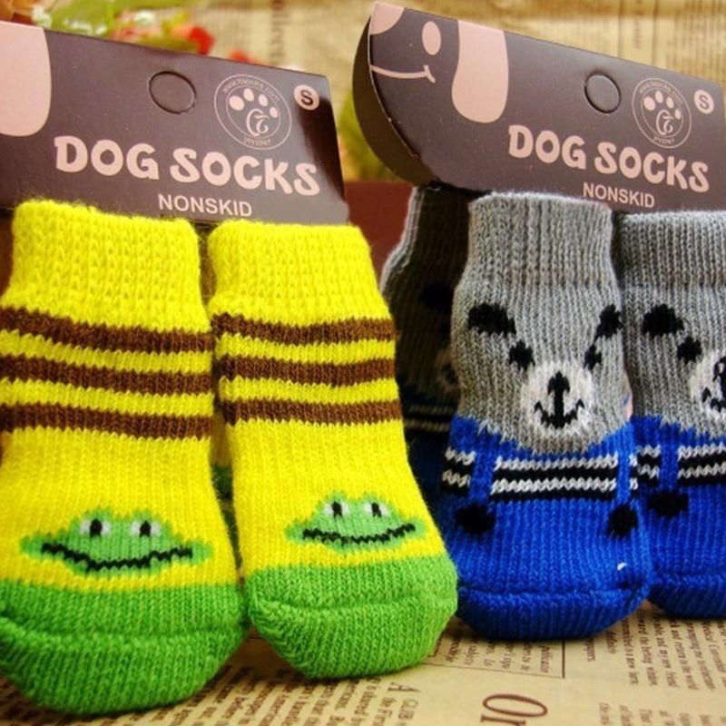 1 пара хлопковых зимних теплых носков, противоскользящие, красивой вязки для домашних собак