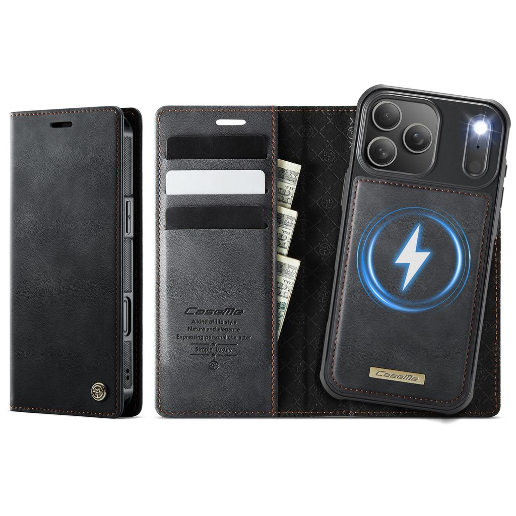 For iPhone 17 Pro Case CASEME C49 Compatible with MagSafe RFID Blocking Detachable Wallet Leather Phone Cover