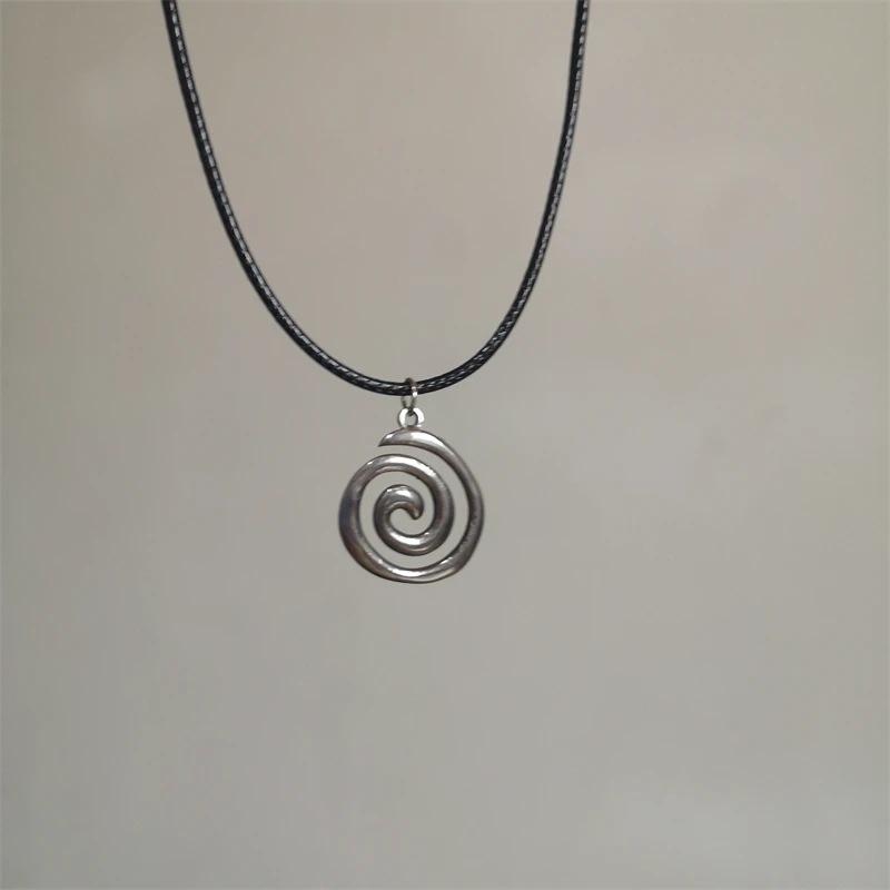 Хип-хоп кулон Burning Sun кожаное ожерелье-веревка винтажные геометрические ожерелья Whirlpool для мужчин и мальчиков