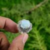 Round Larimar Stone Anniversary Stackable Wife Elegant Boho Ring Sterling Silver