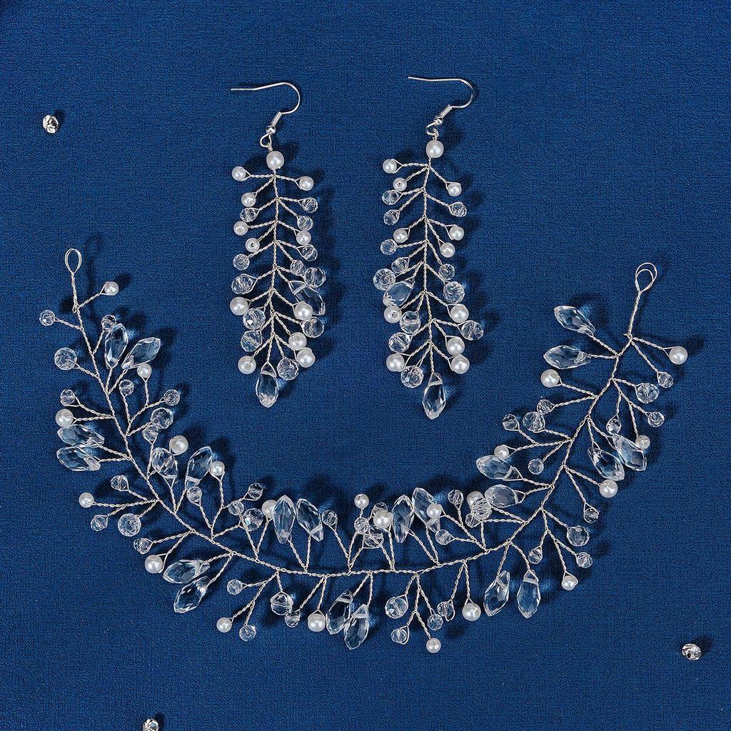 Сделанный вручную свадебный гребень для волос с цветком из жемчуга и страз и листьями