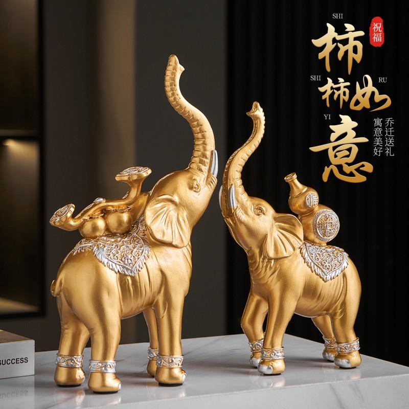 Elegant Chinese-Style Resin Elephant Figurine Living Room TV Cabinet Office Decor Gift