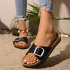 Retro Style Square Buckle One-word Sandal Slippers for Women In 2025 New Spring and Summer Platform Beach Slippers