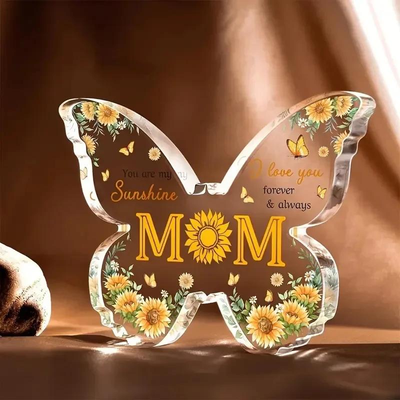 Acrylic Butterfly Ornaments Thanks Mother Express Love Heartfelt Gifts Desktop Accessories Plaque for Mom Birthdays Ideal Gift