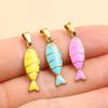 Gold & Enamel Striped Fish Crab Charm - DIY Necklace, Bracelet, Earring Accessories (2 Styles, Stainless Steel)