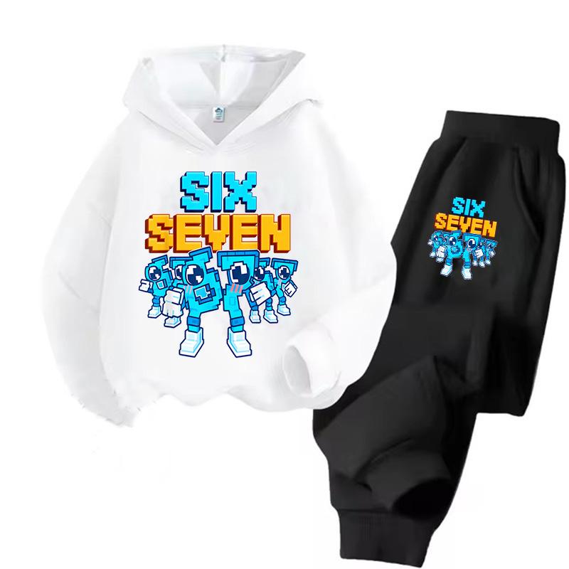 Six Seven Print 3-12Y Kids Hoodies Sets Italian Brainrot BrainRot Tracksuit Children's 67 Korean Sweatshirt Girls Boys Clothes
