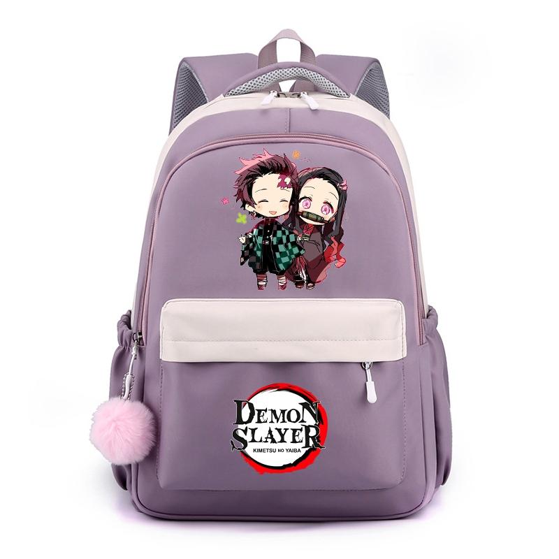 Аниме Demon Slayer, нейлоновый милый мягкий рюкзак, повседневная сумка для книг, школьная сумка для девочек, мальчиков, мужчин и женщин, дорожная сумка для отдыха Mochila