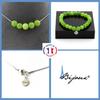 Stones and Minerals. Jewelry Set Bracelet Necklace 5 Peridot Pearls 8 Mm. Steel Chain Customizable Size.