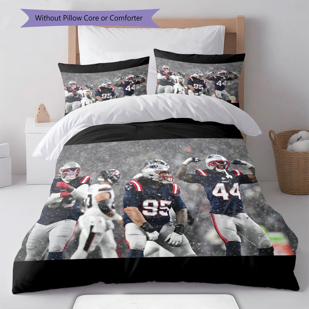 New England Patriots Players Pattern Bedding Home Decoration Birthday Gift ( 1 duvet cover + 2 pillowcase, without core),fan merchandise.